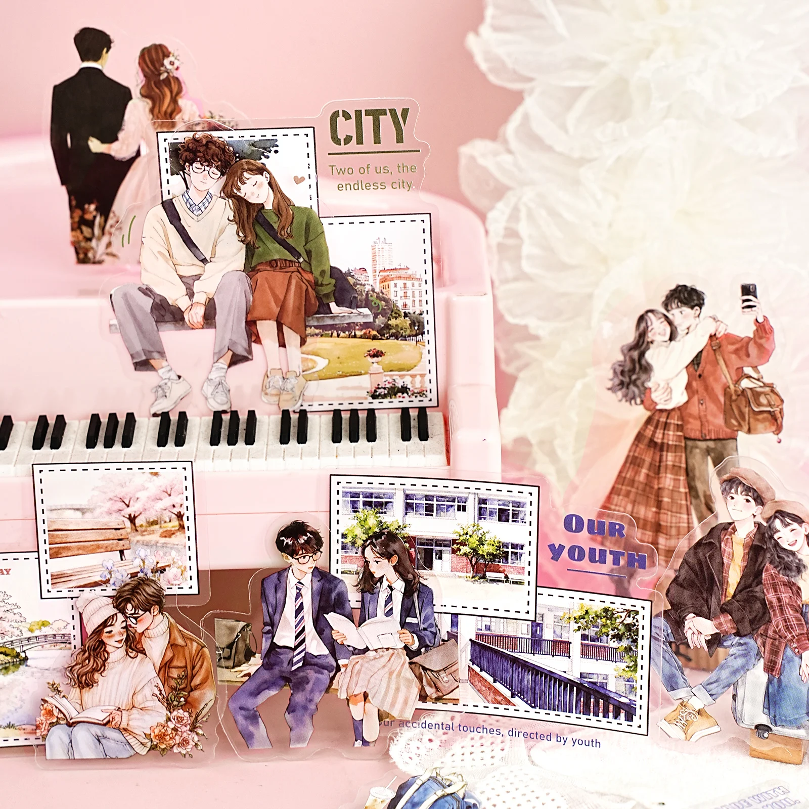 Etori Life Series: the Rest of My Life with You - Beautiful Figures Paired with Romantic Scenes Collage Decorative Stickers for Scrapbooking Supplies, Photo Albums, Office Notebooks, Phone Stickers, Room Decoration, Gift Bags, Student Stationery, Children's Stickers, Valentine's Day Materials, Small Gifts, Waterproof Decals