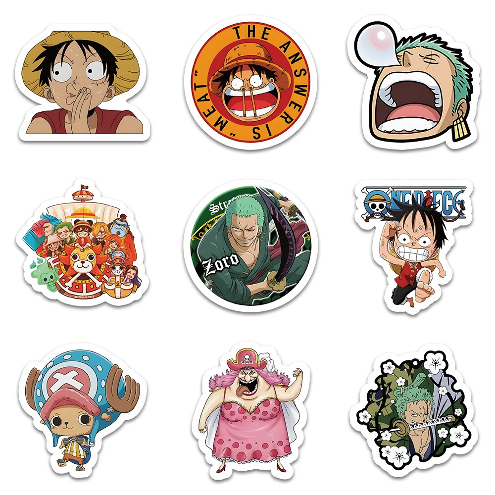 50/100Pcs Japan Anime One Piece Figure Luffy Toy Sticker Notebook Motorcycle Skateboard Computer Mobile Phone Stickers Toy Gifts