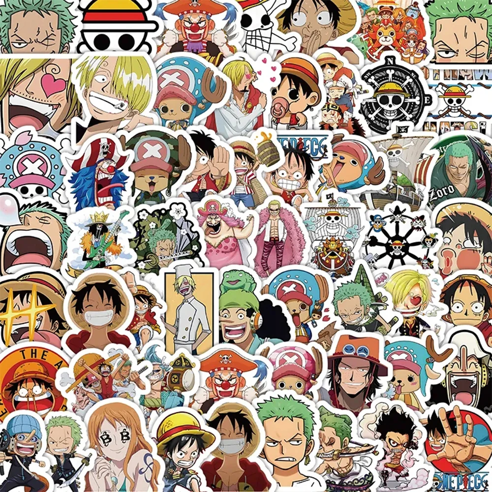 50/100Pcs Japan Anime One Piece Figure Luffy Toy Sticker Notebook Motorcycle Skateboard Computer Mobile Phone Stickers Toy Gifts