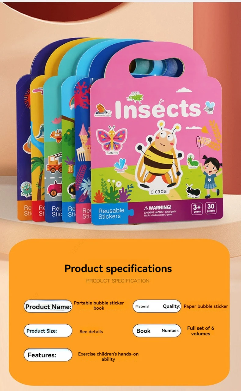 Reusable Sticker Book for Kids Vehicles Truck Stickers Educational Learning Travel Stickers Activity Books for Toddler Girls Boy