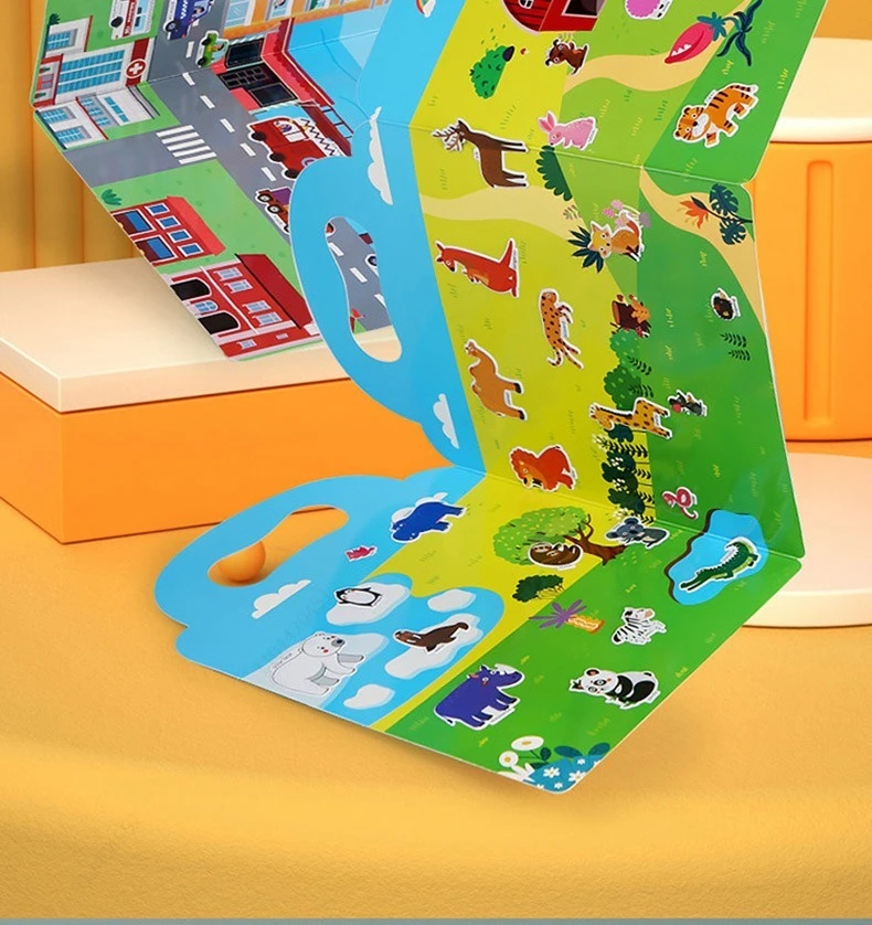 Reusable Sticker Book for Kids Vehicles Truck Stickers Educational Learning Travel Stickers Activity Books for Toddler Girls Boy