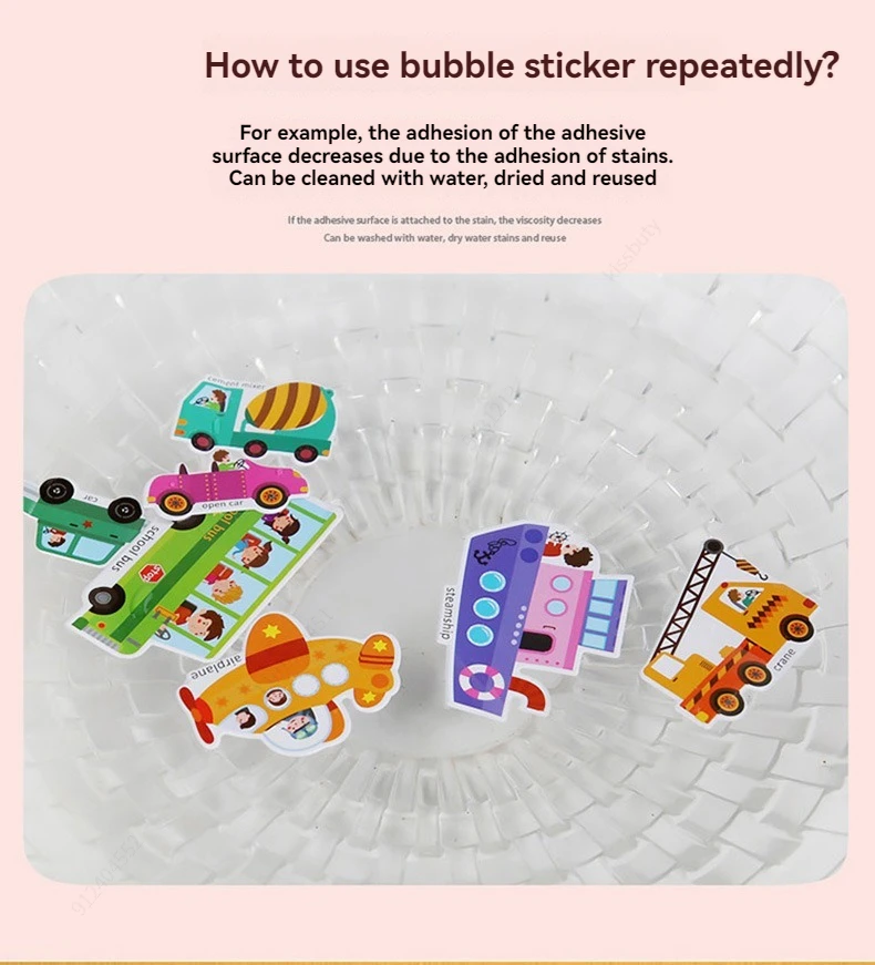 Reusable Sticker Book for Kids Vehicles Truck Stickers Educational Learning Travel Stickers Activity Books for Toddler Girls Boy