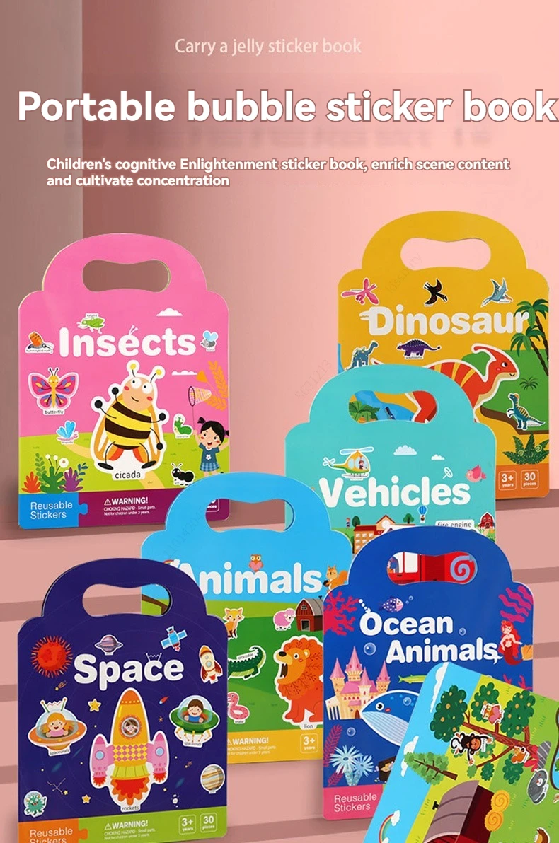 Reusable Sticker Book for Kids Vehicles Truck Stickers Educational Learning Travel Stickers Activity Books for Toddler Girls Boy