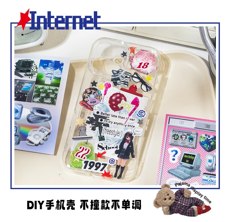 Colorful Market Theme Die-Cut Stickers Book 20 Pcs for DIY Decorative Scrapbook Phone Case Collage Aesthetic Stationery Stickers