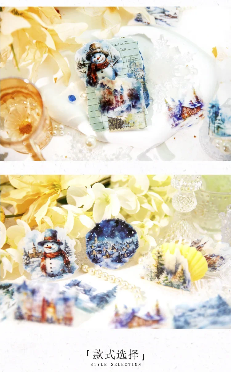 20pcs/bag PET Christmas Town Sticker Romantic Winter Snowpines Snowman Diary Scrapbook DIY Decorative Stickers
