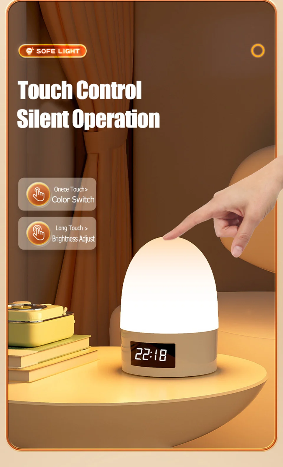 Touch Night Light Rechargeable 3 Color Wireless Baby's Room Bedside Lamp USB LED Night Light Ambient Soft Light For Kids Gift