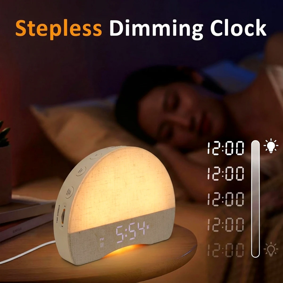 Wake Up Lights Sunrise Alarm Clock Dimmable Night Light White Noise Sound Machine with 30 Soothing Sounds for Heavy Sleeper Gift