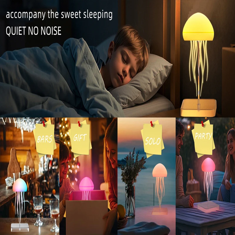 LED Jellyfish Lamp with 9 Tentacles 2 Working Modes Ultra Long Battery Life Colour Gradient Light Effects with Remote Control