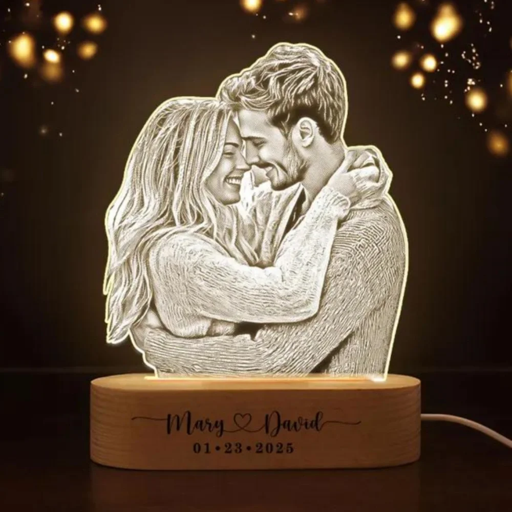 Anniversary Women Men Couples Gifts Custom Photo Lamp Love Frame Personalized Acrylic Plaque Valentine's Day 3D Night Light Gift