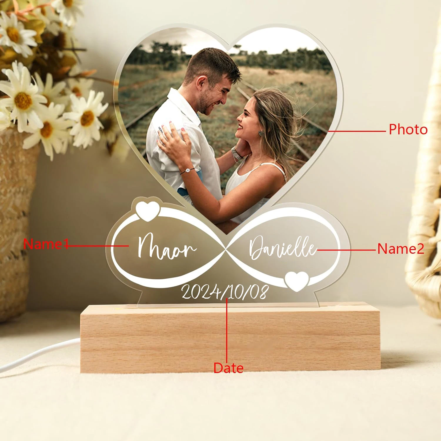 Anniversary Women Men Couples Gifts Custom Photo Love Frame Personalized Acrylic Plaque Valentine's Day Giftware for Him Her