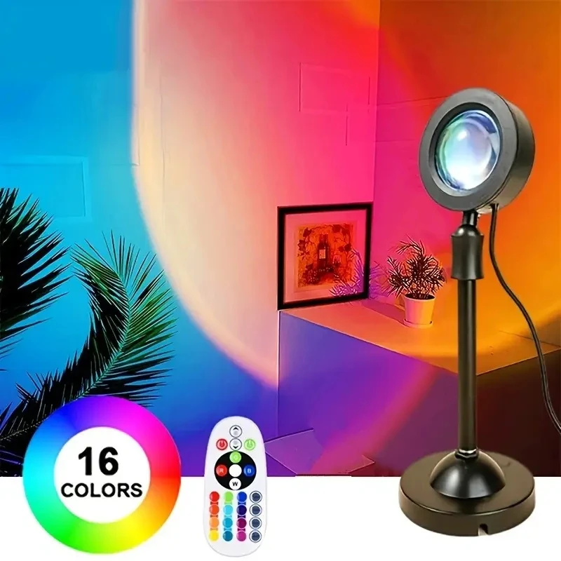 16 Color RGB Ambient Light LED Night Light Projection Light with Remote Control, USB Power Supply