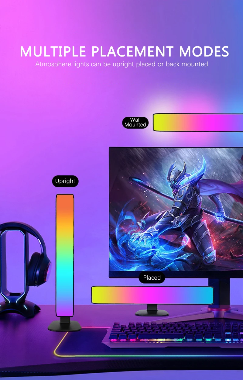 Smart Tuya RGB Gaming Atmosphere Light WIFI TV Game Computer Desktop Decor Desk Lamp App Remote Control Car Music Rhythm Light