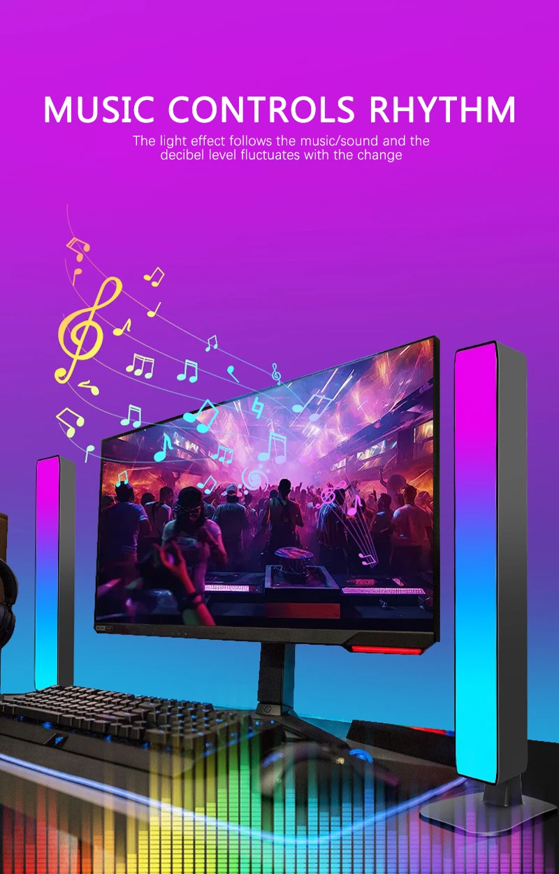 Smart Tuya RGB Gaming Atmosphere Light WIFI TV Game Computer Desktop Decor Desk Lamp App Remote Control Car Music Rhythm Light