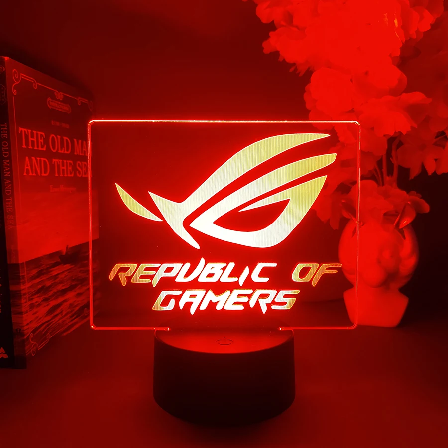 LED ROG Logo Light 7/16 Color Changing rgb for Plexiglass Cool Gaming Room Desktop Decoration Atmosphere Lighting Dec Gamer Gift