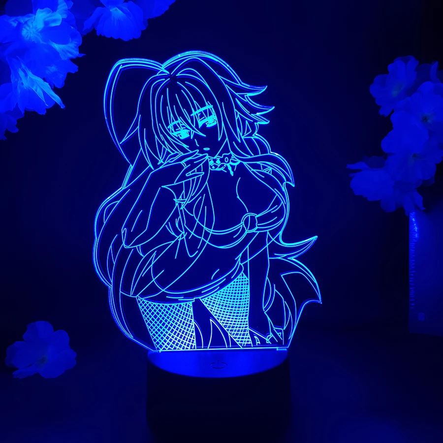 Anime High School DxD Rias Gremory LED Night Light 7 Color Changing Touch Remote Colorful Bedside Lamp for Friends Birthday Gift