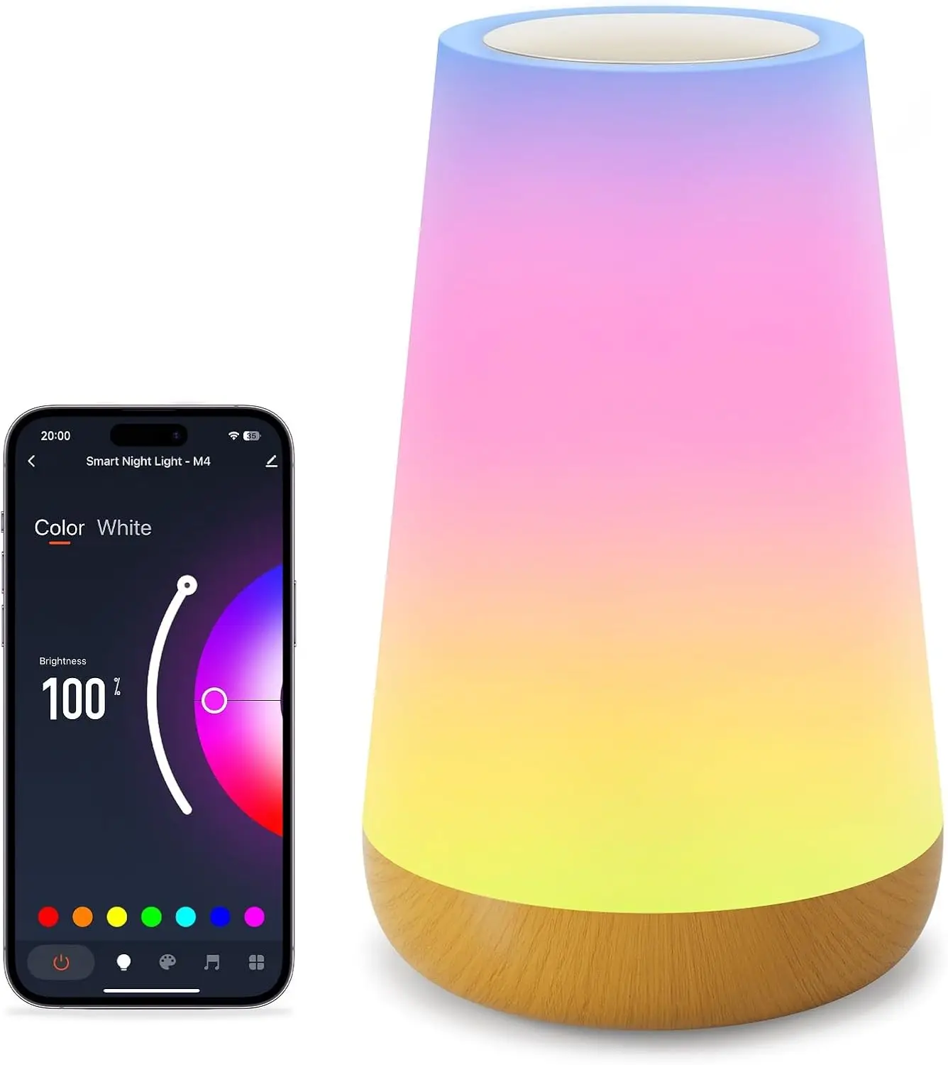 Tuya Smart APP WIFI Table Lamp, Ambient Bedside Lamp, Remotely Controlled Bedside Lamp, Night Light with Multiple Lighting Modes