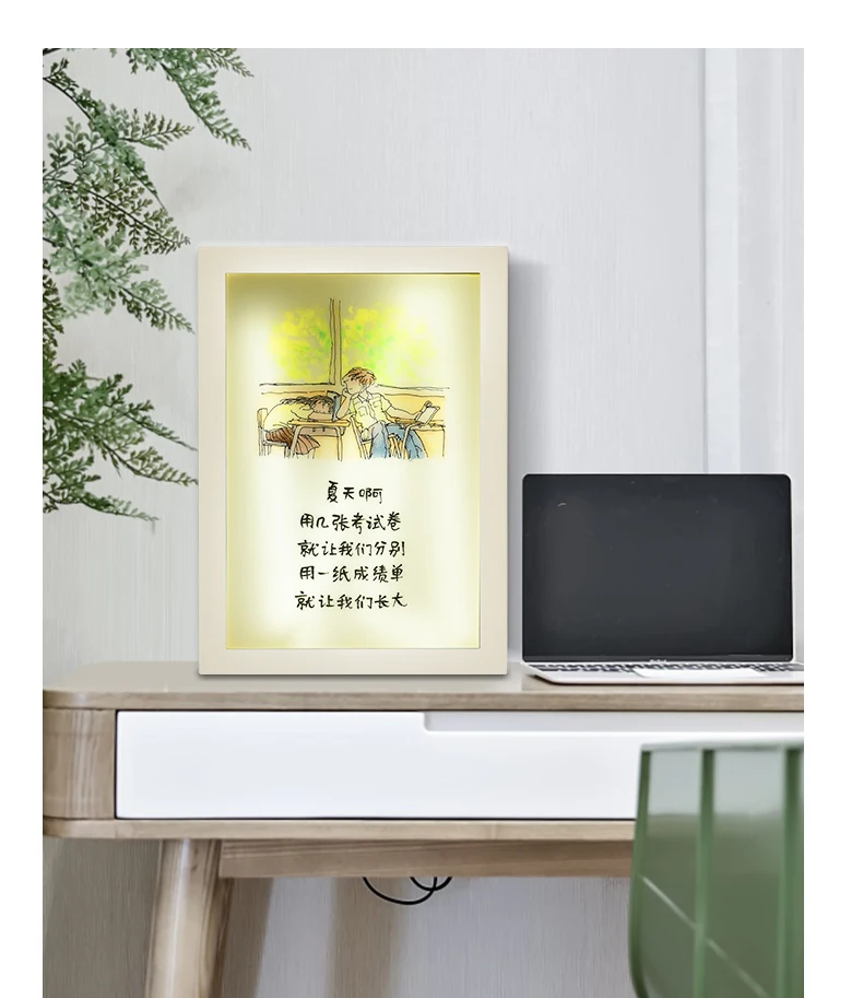 INS Lighting Painting Decorations Modern And Minimalist Bedside Bedroom Creative Luminous Lighting Painting Three Color Dimming