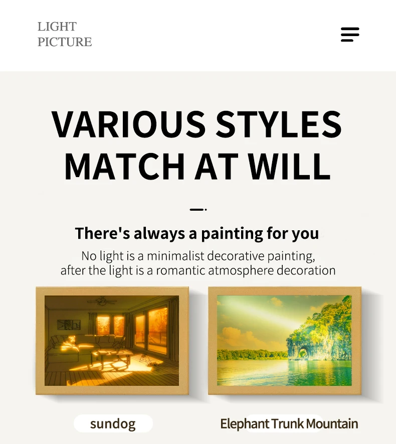 INS Lighting Painting Decorations Modern And Minimalist Bedside Bedroom Creative Luminous Lighting Painting Three Color Dimming