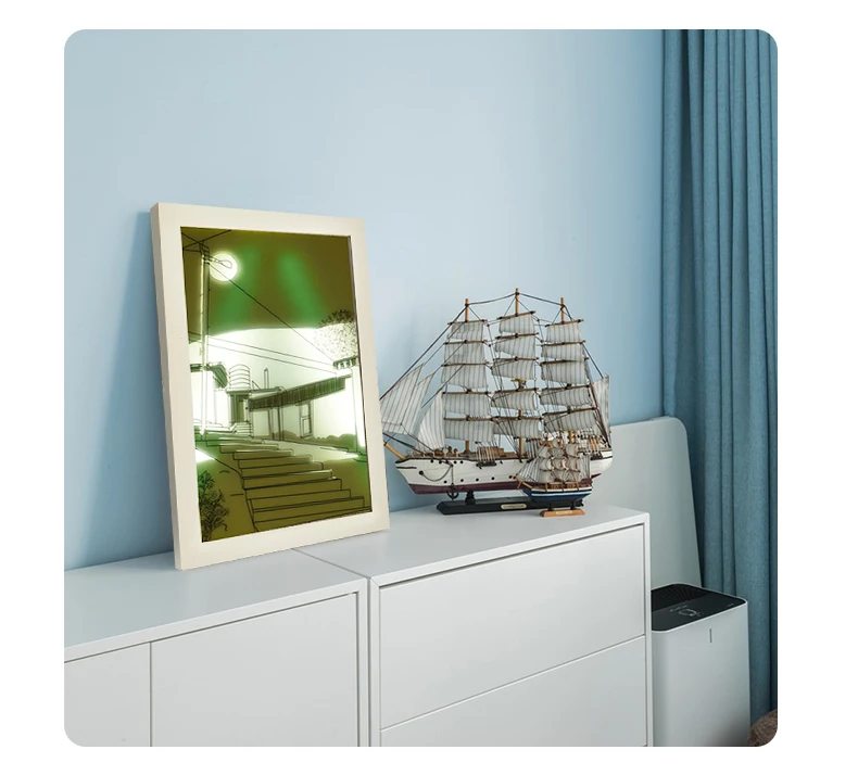 INS Lighting Painting Decorations Modern And Minimalist Bedside Bedroom Creative Luminous Lighting Painting Three Color Dimming