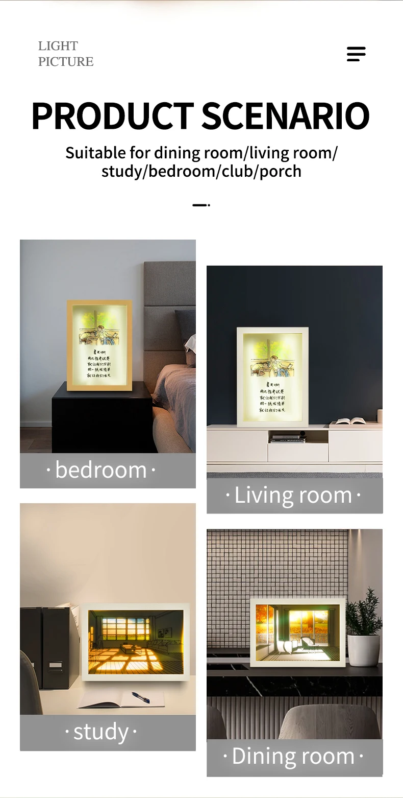 INS Lighting Painting Decorations Modern And Minimalist Bedside Bedroom Creative Luminous Lighting Painting Three Color Dimming