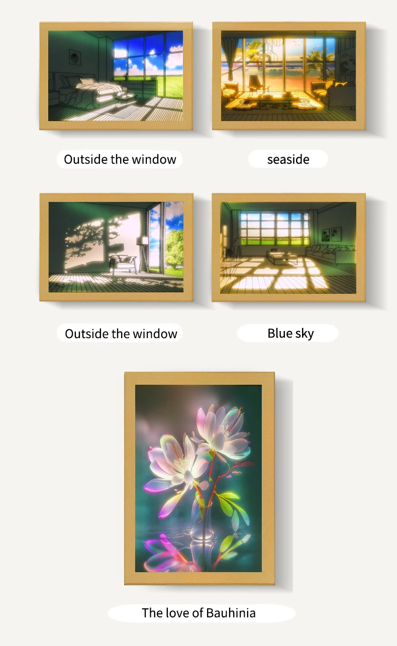 INS Lighting Painting Decorations Modern And Minimalist Bedside Bedroom Creative Luminous Lighting Painting Three Color Dimming