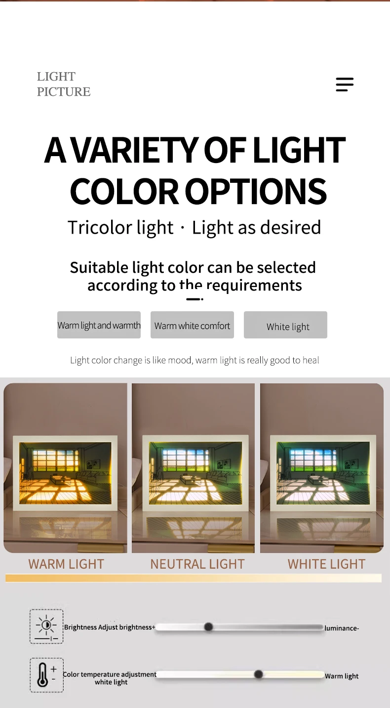 INS Lighting Painting Decorations Modern And Minimalist Bedside Bedroom Creative Luminous Lighting Painting Three Color Dimming