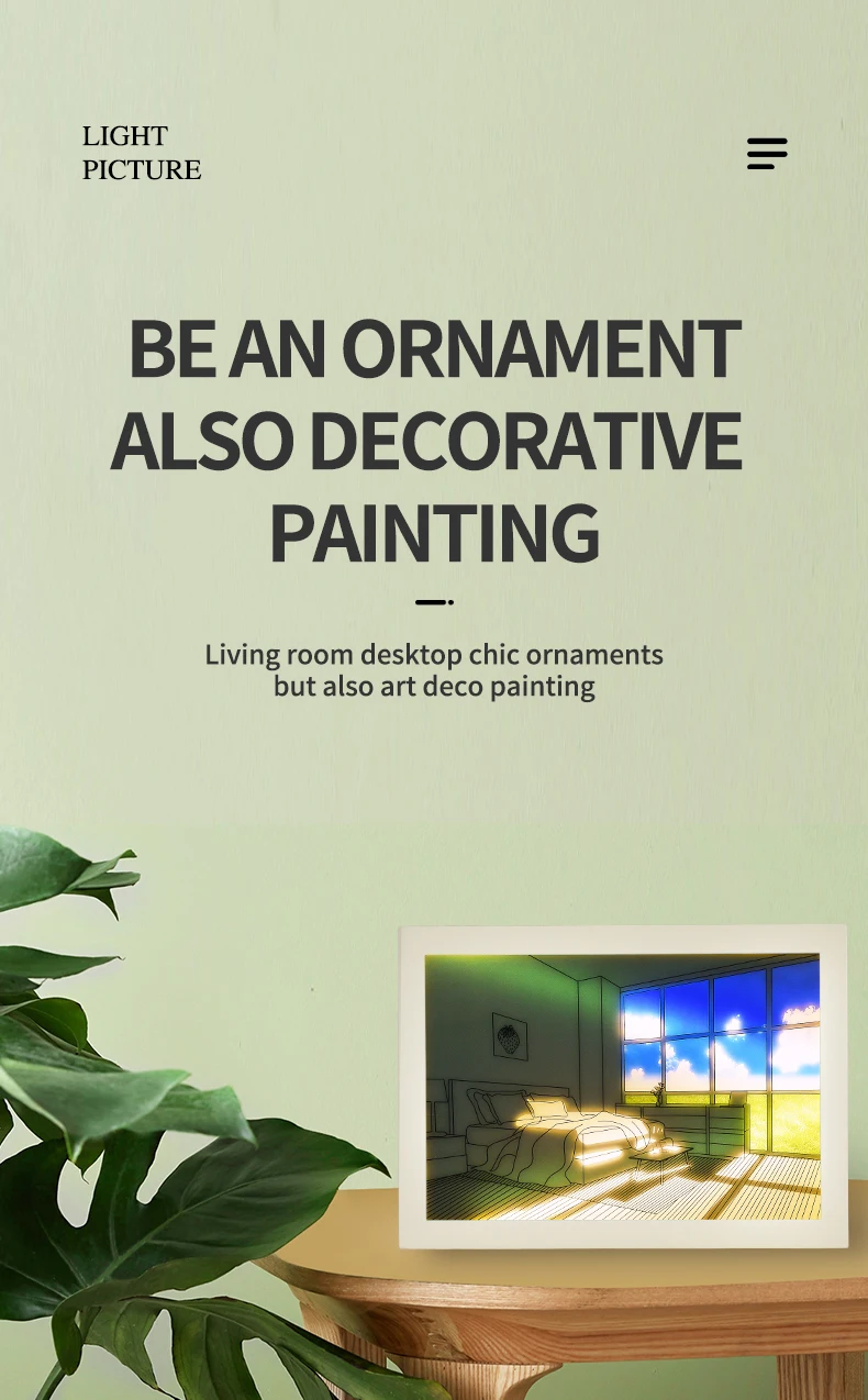 INS Lighting Painting Decorations Modern And Minimalist Bedside Bedroom Creative Luminous Lighting Painting Three Color Dimming