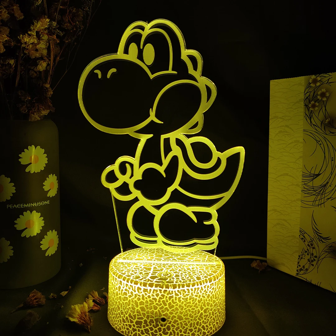 Harajuku Popular Funny Yoshi 3D Laser Acrylic Lamp 7 Color Changing Nightlight for Kids Bedroom Decoration Xmas Gift Desk Lamps