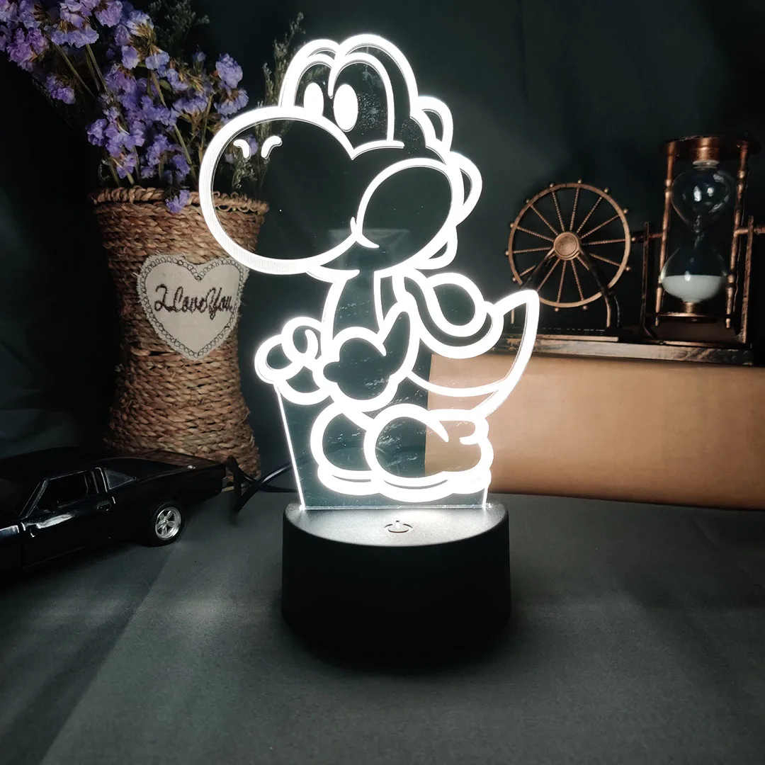 Harajuku Popular Funny Yoshi 3D Laser Acrylic Lamp 7 Color Changing Nightlight for Kids Bedroom Decoration Xmas Gift Desk Lamps