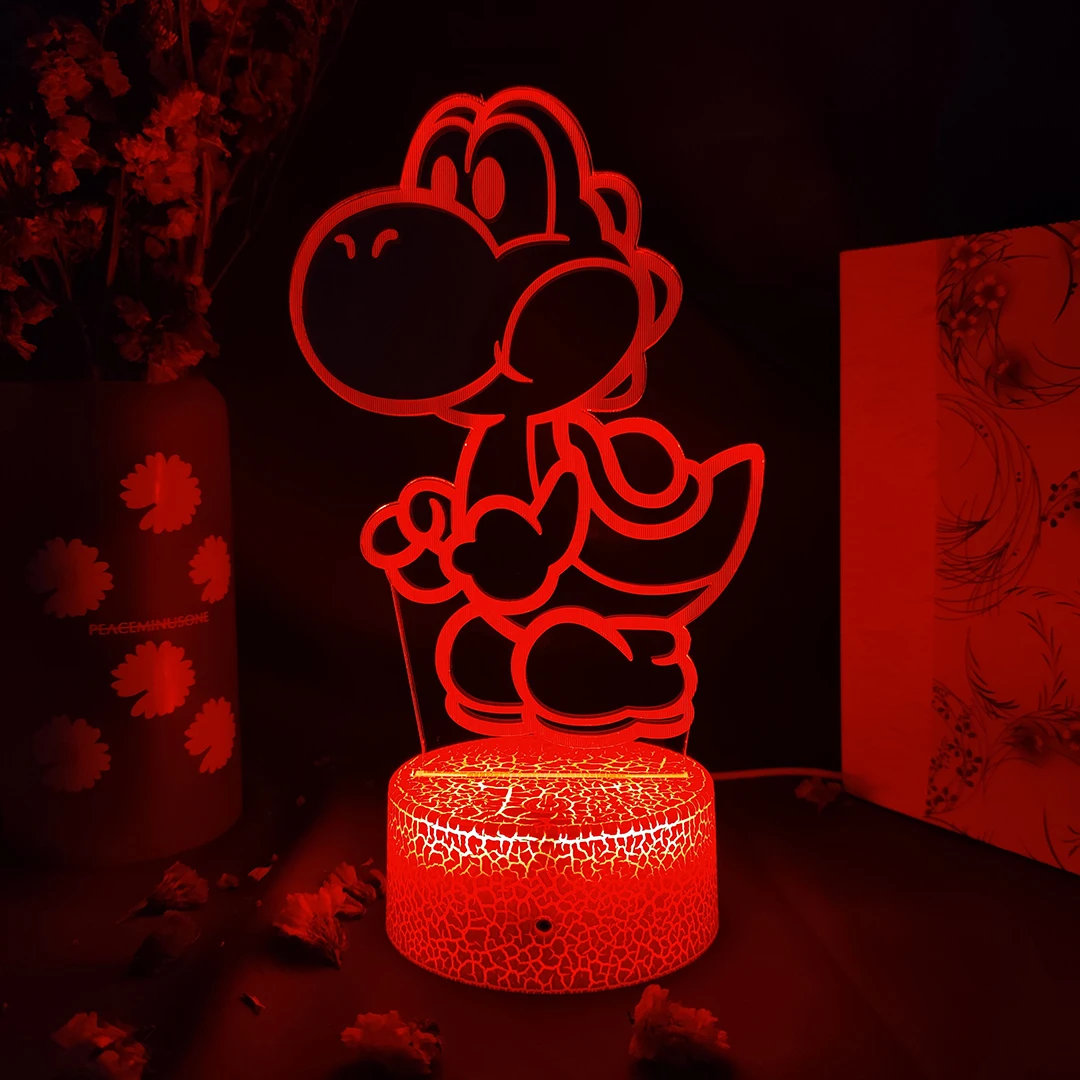 Harajuku Popular Funny Yoshi 3D Laser Acrylic Lamp 7 Color Changing Nightlight for Kids Bedroom Decoration Xmas Gift Desk Lamps