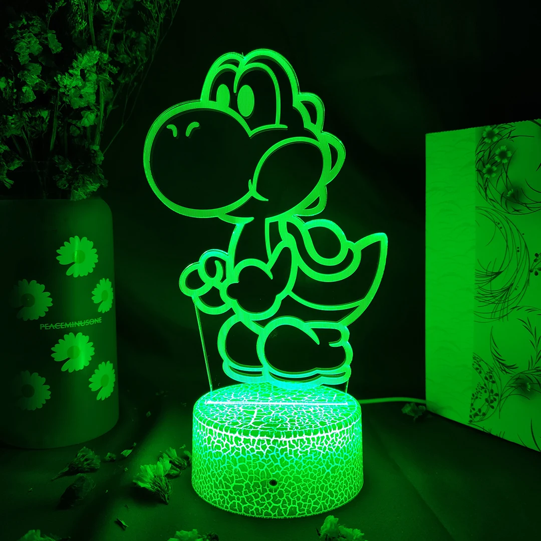 Harajuku Popular Funny Yoshi 3D Laser Acrylic Lamp 7 Color Changing Nightlight for Kids Bedroom Decoration Xmas Gift Desk Lamps