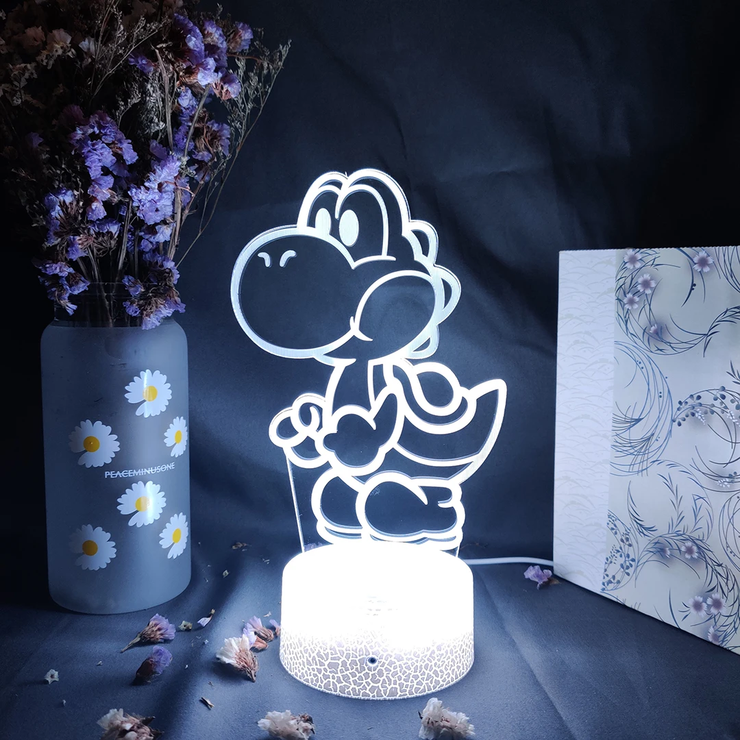 Harajuku Popular Funny Yoshi 3D Laser Acrylic Lamp 7 Color Changing Nightlight for Kids Bedroom Decoration Xmas Gift Desk Lamps