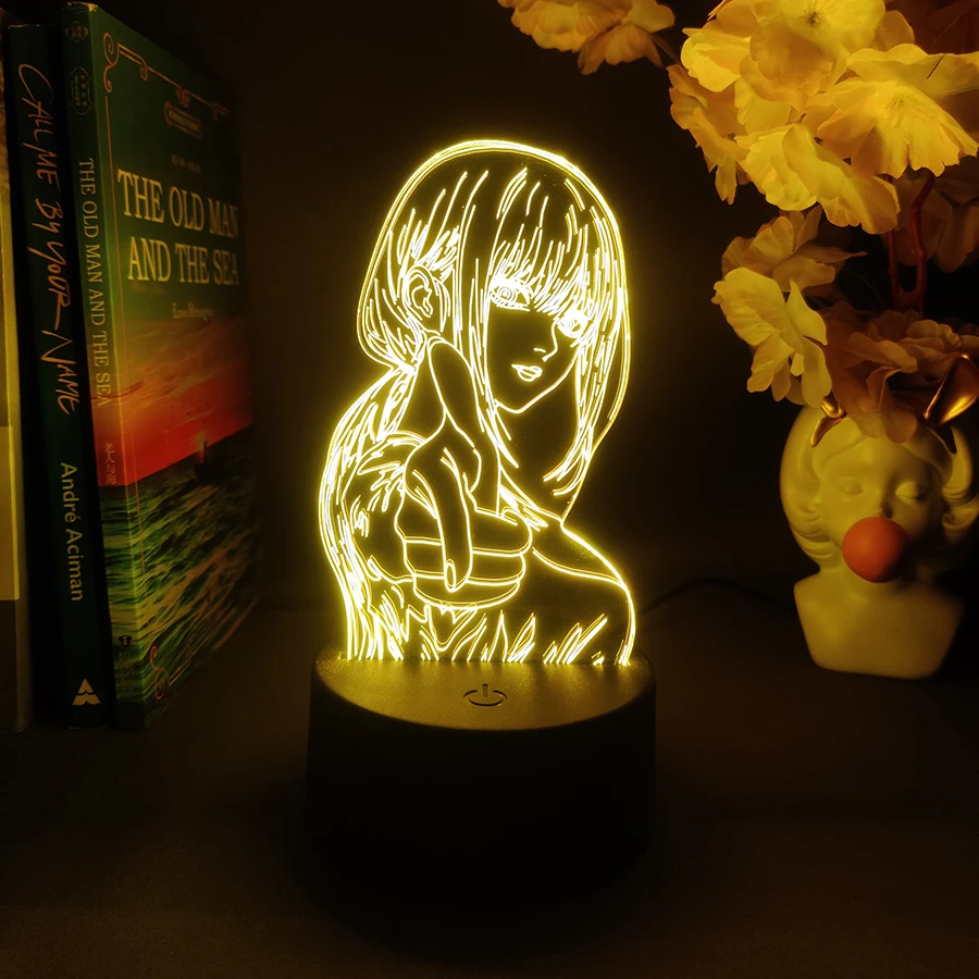 Colorful Anime Figure Nightlight Power 3D Lamp Denji Manga Lights Cute Makima Lighting Decoration Lamps for Bedroom Xmas Gift
