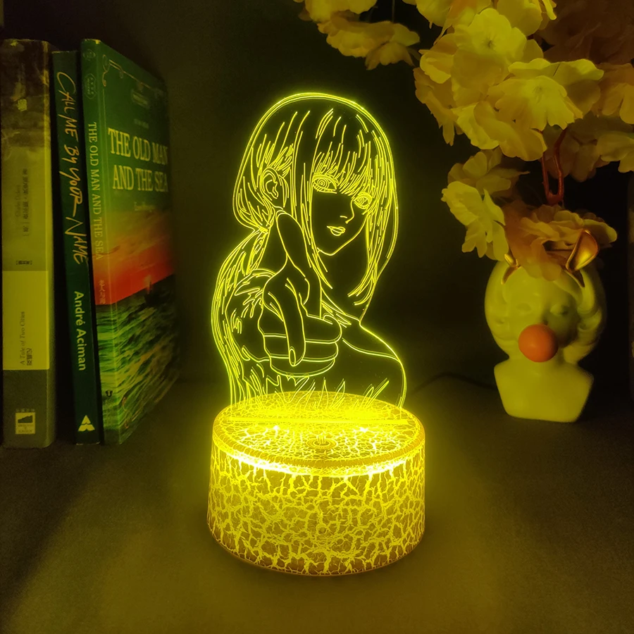 Colorful Anime Figure Nightlight Power 3D Lamp Denji Manga Lights Cute Makima Lighting Decoration Lamps for Bedroom Xmas Gift