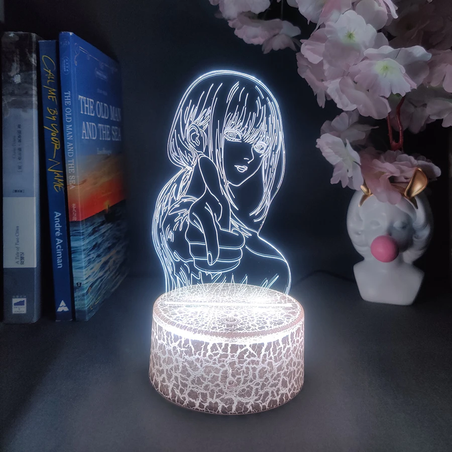 Colorful Anime Figure Nightlight Power 3D Lamp Denji Manga Lights Cute Makima Lighting Decoration Lamps for Bedroom Xmas Gift