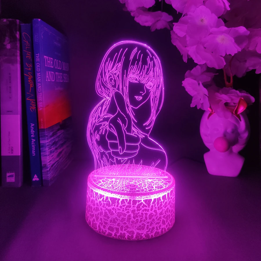 Colorful Anime Figure Nightlight Power 3D Lamp Denji Manga Lights Cute Makima Lighting Decoration Lamps for Bedroom Xmas Gift