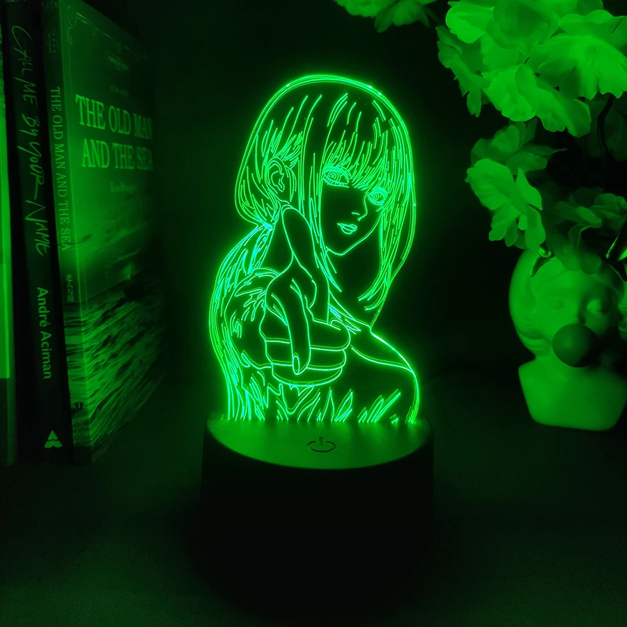 Colorful Anime Figure Nightlight Power 3D Lamp Denji Manga Lights Cute Makima Lighting Decoration Lamps for Bedroom Xmas Gift