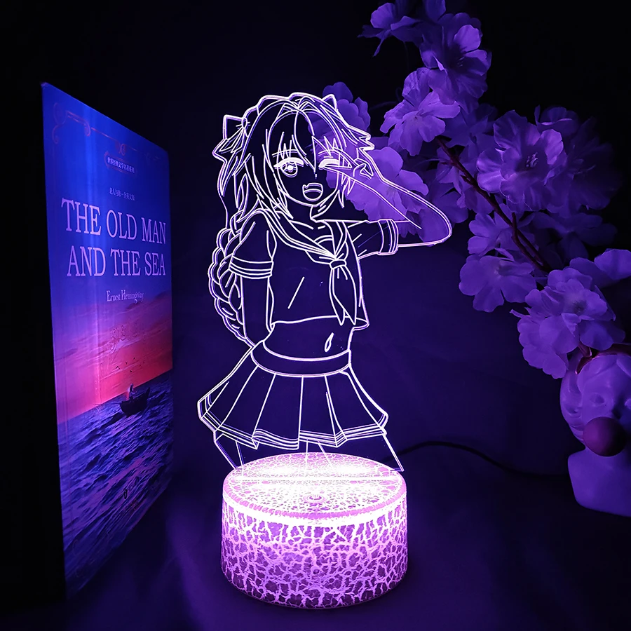 Fate Apocrypha Astolfo 3D Anime Night Lights Colorful Birthday Gifts For Bedroom Decor Cute Gaming Room Things RGB Color Change