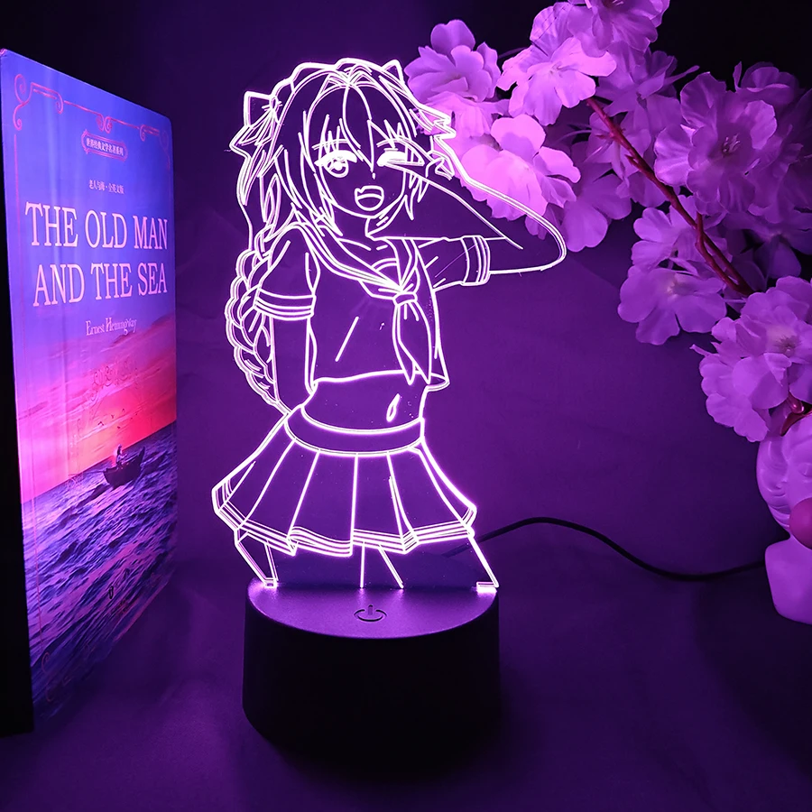 Fate Apocrypha Astolfo 3D Anime Night Lights Colorful Birthday Gifts For Bedroom Decor Cute Gaming Room Things RGB Color Change