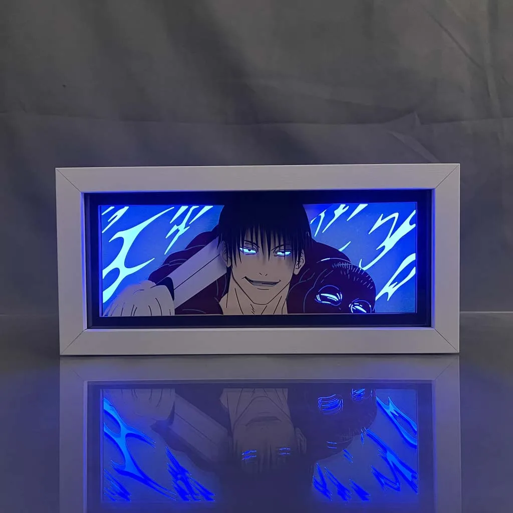 Anime Light Box Jujutsu Kaisen Toji Fushiguro Lamp for Room Decor Led Night Light Lightbox Manga 3d Paper Cut  Desk Lamp Wood