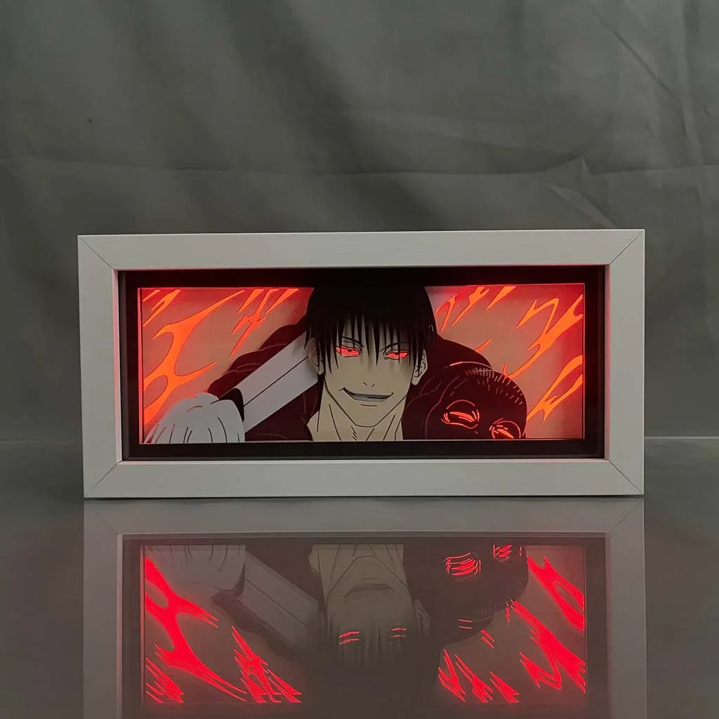 Anime Light Box Jujutsu Kaisen Toji Fushiguro Lamp for Room Decor Led Night Light Lightbox Manga 3d Paper Cut  Desk Lamp Wood
