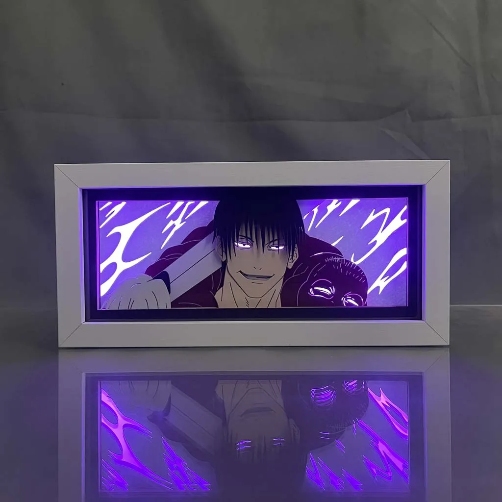 Anime Light Box Jujutsu Kaisen Toji Fushiguro Lamp for Room Decor Led Night Light Lightbox Manga 3d Paper Cut  Desk Lamp Wood