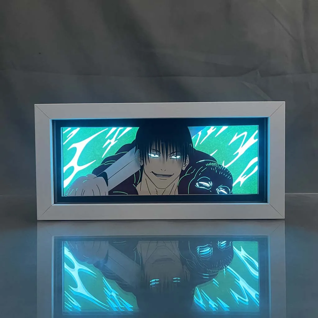 Anime Light Box Jujutsu Kaisen Toji Fushiguro Lamp for Room Decor Led Night Light Lightbox Manga 3d Paper Cut  Desk Lamp Wood