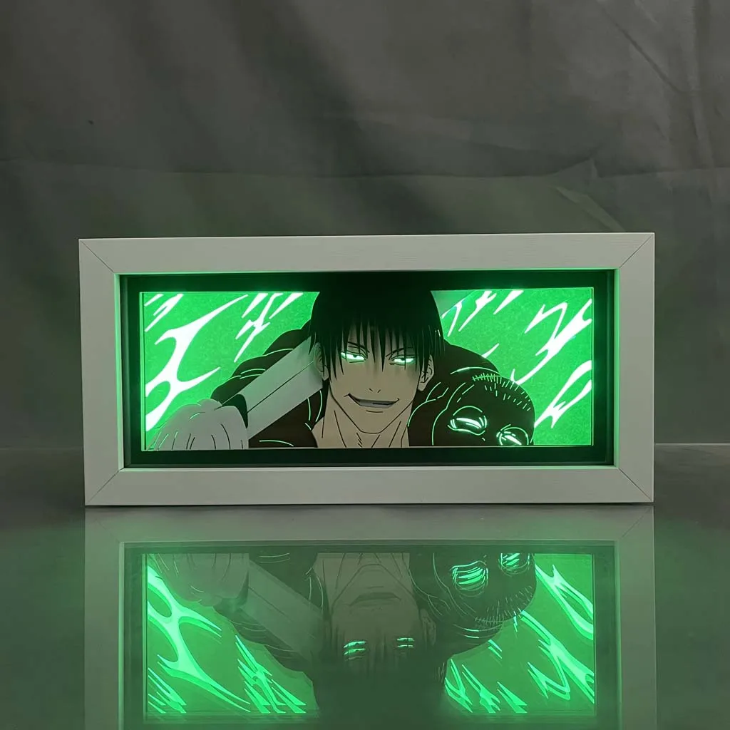 Anime Light Box Jujutsu Kaisen Toji Fushiguro Lamp for Room Decor Led Night Light Lightbox Manga 3d Paper Cut  Desk Lamp Wood