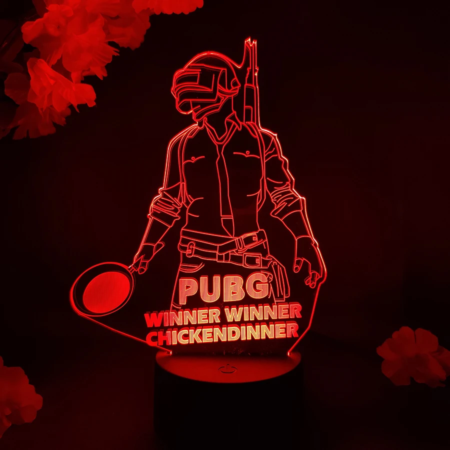 Game PUBG Action Figure 3D Illusion Light Cool Gift Birthday Valentine Gift for Gamer Boyfriend PC Desk Lamp Gaming Room Setup