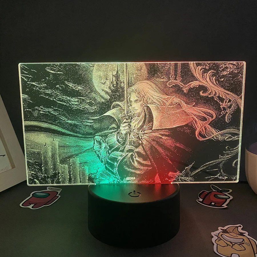 Game Castlevania Figure Alucard Colorful Two Tone Acrylic Nightlights Bedroom Decor Birthday Gift For Kids 3D LED Neon Lava Lamp