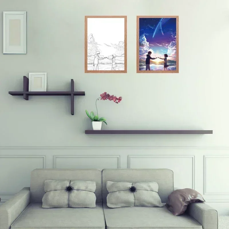 Your Name Light Painting Anime Night Light Photo Frame Cartoon Led Lights Bedroom Home Decor Ramadan 2025 Friend Gift Moon Lamp