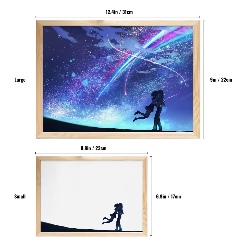 Your Name Light Painting Anime Night Light Photo Frame Cartoon Led Lights Bedroom Home Decor Ramadan 2025 Friend Gift Moon Lamp