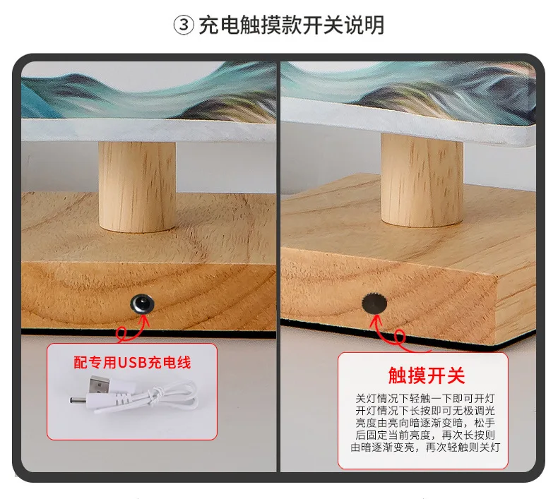 Square Cloth Cover Small Night Lamp near Decoration Bedroom Table Lamp Retro B & B Custom Remote Control Bedroom Light