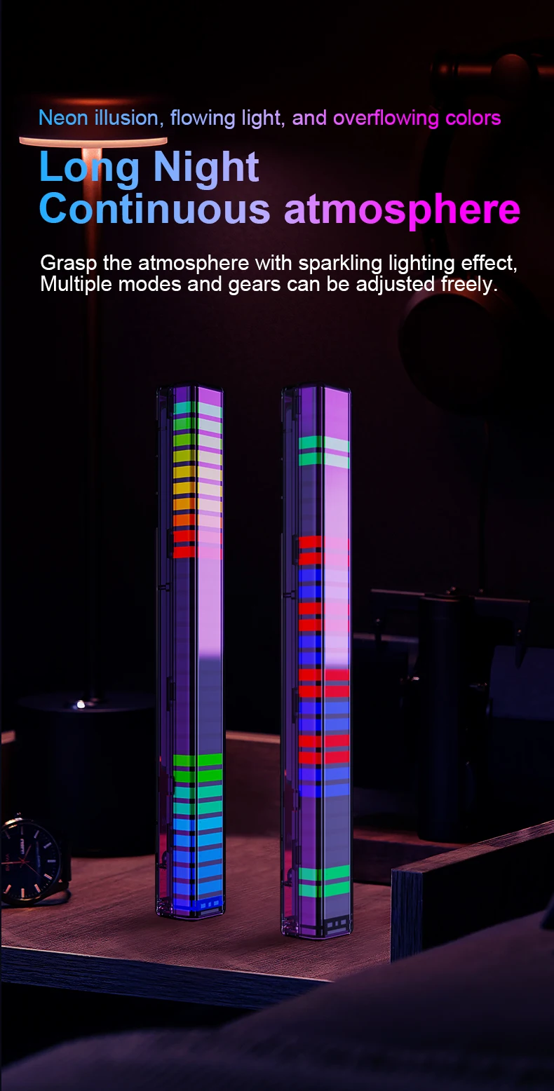 RGB Sound Pickup Lamp LED Atmosphere Lights Music Rhythm Light Muticolor Music Sync for Party Esports Room Automobile Decoration